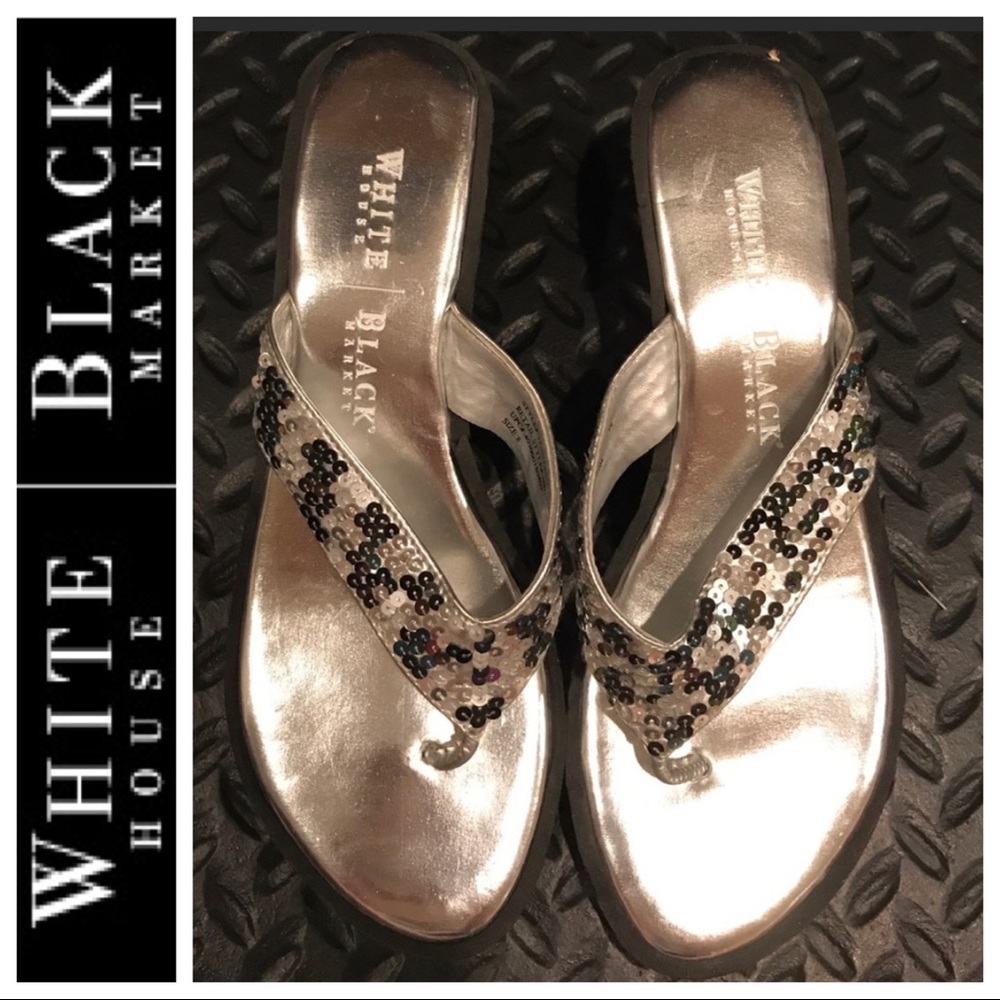 White House Black Market Sequin Wedge Sandals